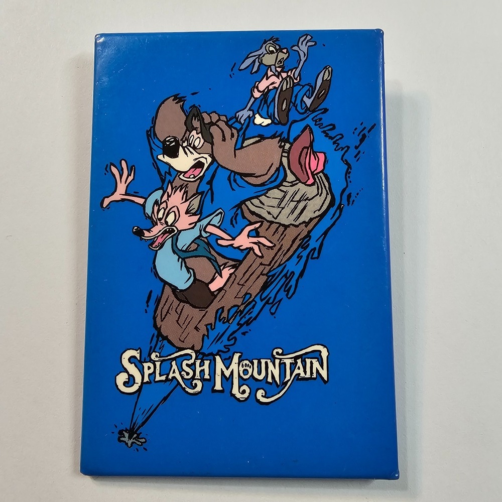 Disney Park Splash Mountain Brer Rabbit Fox Bear Pin Back Button Vintage 3" x 2"
